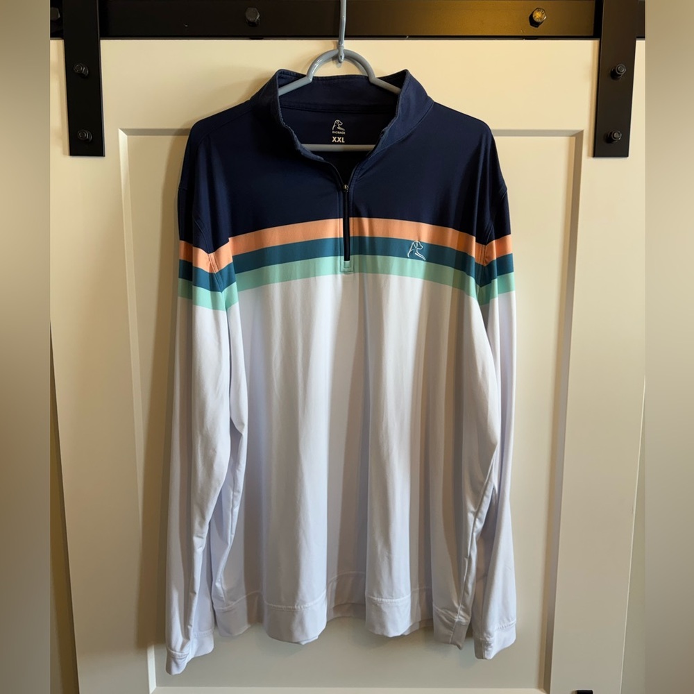 Rhoback Performance Quarterzip - XXL - White/Navy